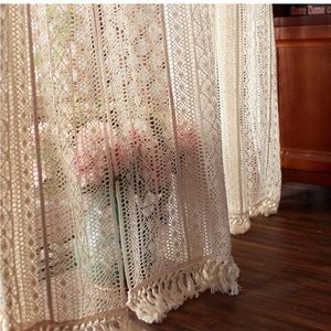 (1) Large Panel Boho Crochet Curtains